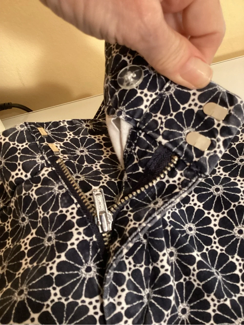 Tommy Hilfiger Navy and White Geometric Floral Flat Front Shorts